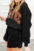 'First COFFEE' Sequin Long Sleeve Top and Shorts Set - Celes Fashion